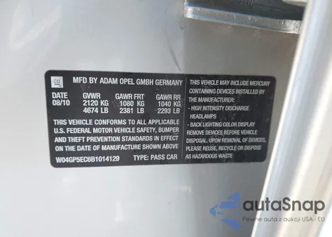 2011 Buick Regal Cxl Russelsheim z USA, uszkodzony, nr VIN W04GP5EC6B1014129